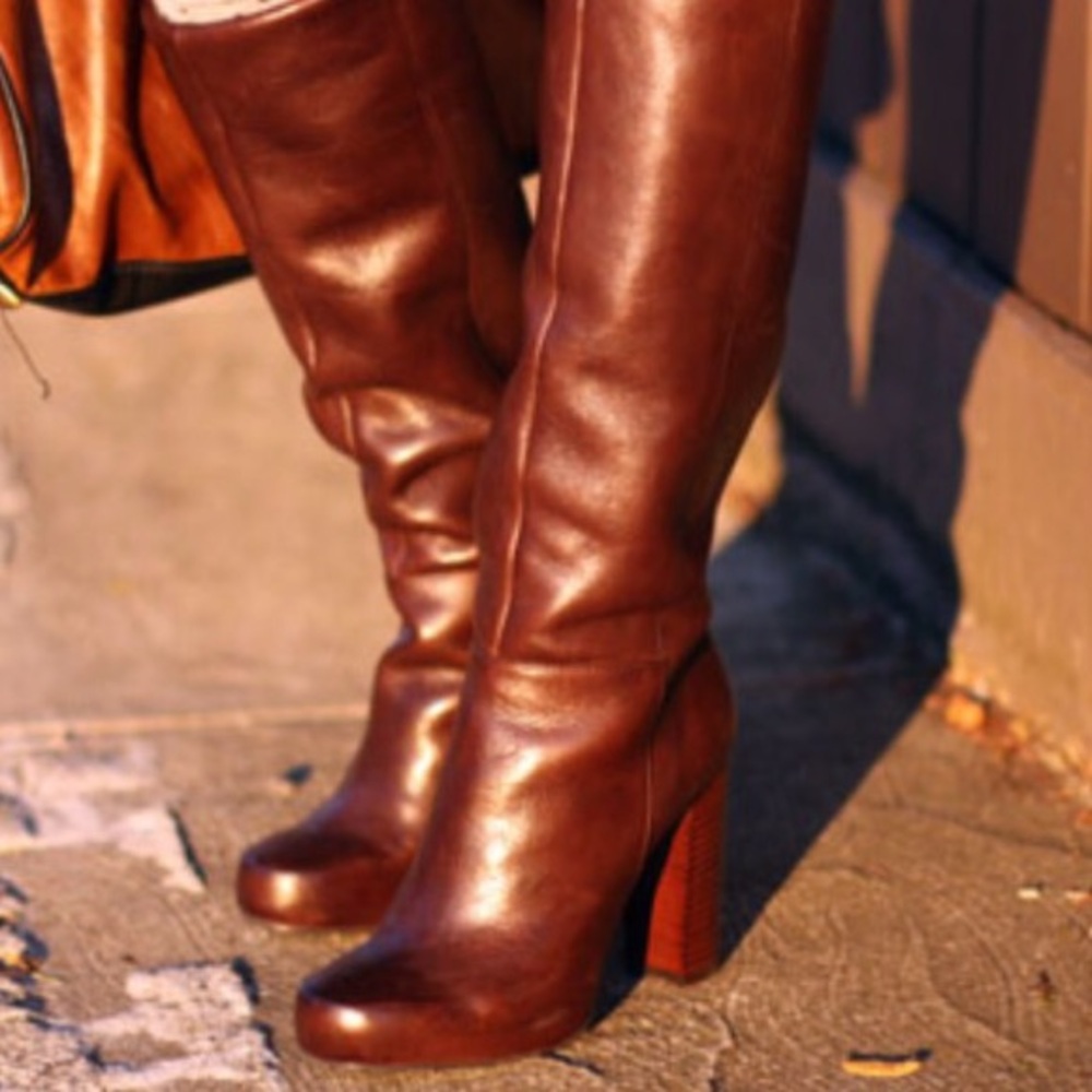 Nine West Cropshop Chocolate Brown Boots OTK Sz. 7 - Picture 3 of 4